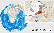 Shaded Relief Location Map of Chipata, highlighted country, highlighted parent region