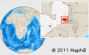 Shaded Relief Location Map of Chipata, highlighted country