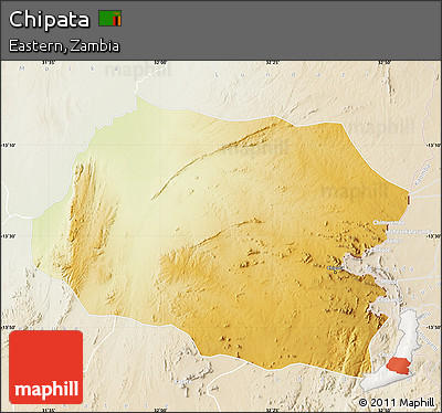 Physical Map of Chipata, lighten