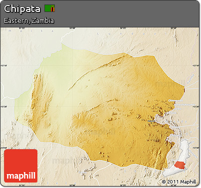 Physical Map of Chipata, lighten