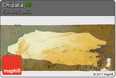 Physical Panoramic Map of Chipata, darken