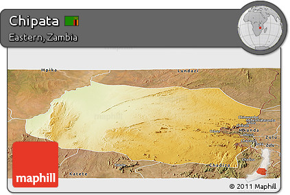 Physical Panoramic Map of Chipata, satellite outside