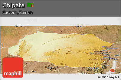 Physical Panoramic Map of Chipata, satellite outside