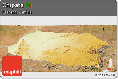 Physical Panoramic Map of Chipata, satellite outside