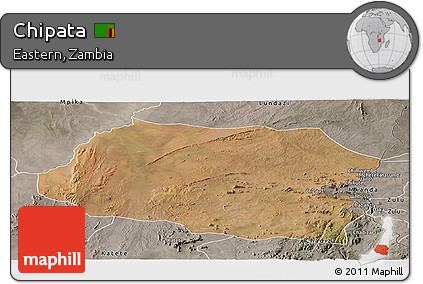 Satellite Panoramic Map of Chipata, semi-desaturated