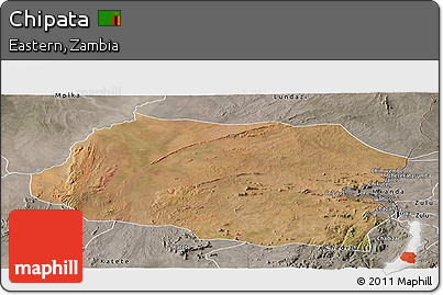 Satellite Panoramic Map of Chipata, semi-desaturated