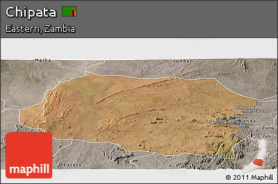 Satellite Panoramic Map of Chipata, semi-desaturated
