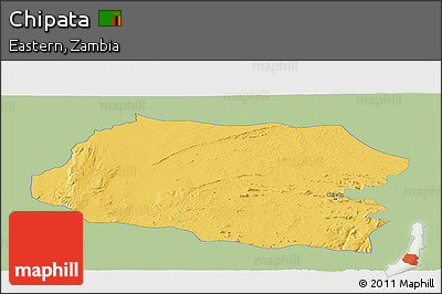 Savanna Style Panoramic Map of Chipata, single color outside