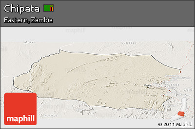Shaded Relief Panoramic Map of Chipata, lighten