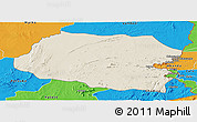 Shaded Relief Panoramic Map of Chipata, political outside