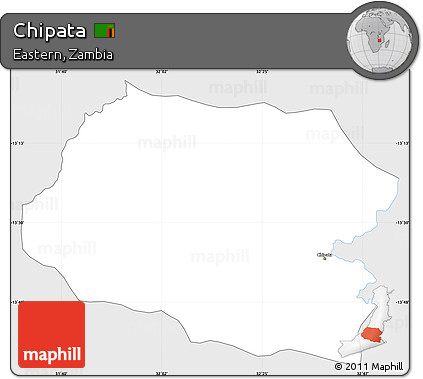 Silver Style Simple Map of Chipata, single color outside