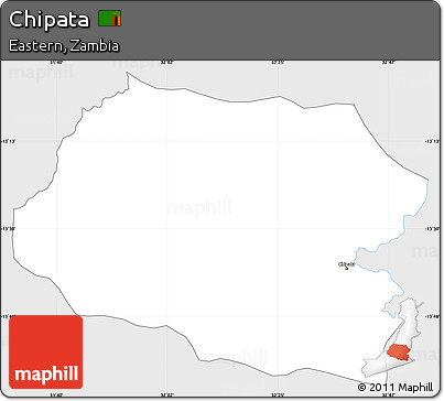 Silver Style Simple Map of Chipata, single color outside