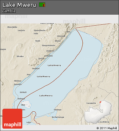 Classic Style 3D Map of Lake Mweru
