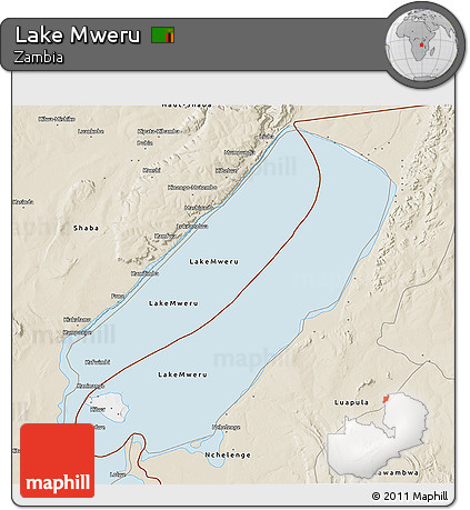 Classic Style 3D Map of Lake Mweru