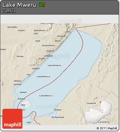 Classic Style 3D Map of Lake Mweru
