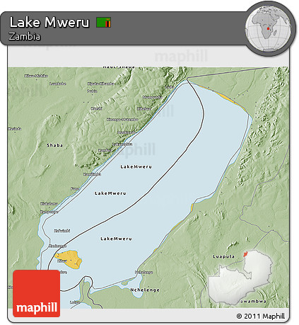 Savanna Style 3D Map of Lake Mweru