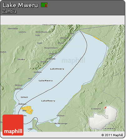 Savanna Style 3D Map of Lake Mweru