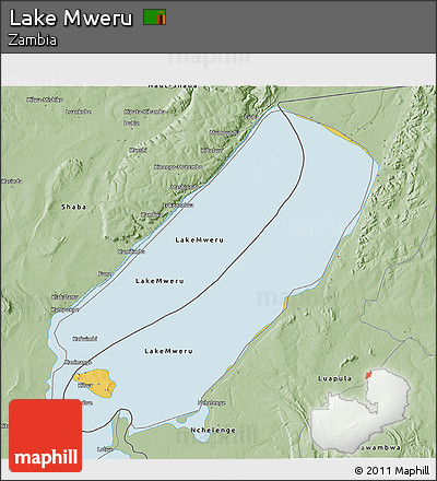 Savanna Style 3D Map of Lake Mweru