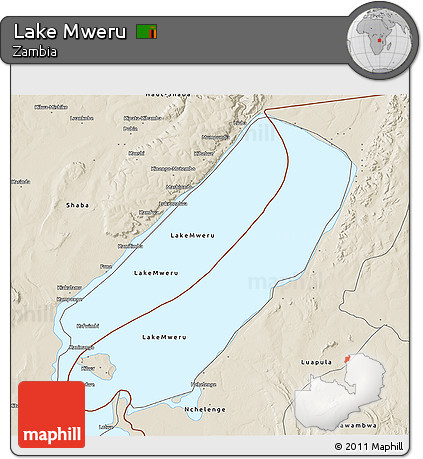 Shaded Relief 3D Map of Lake Mweru