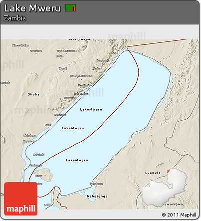 Shaded Relief 3D Map of Lake Mweru