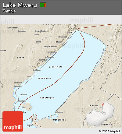 Shaded Relief 3D Map of Lake Mweru