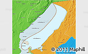 Shaded Relief 3D Map of Lake Mweru, political outside