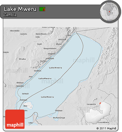 Silver Style 3D Map of Lake Mweru