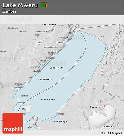Silver Style 3D Map of Lake Mweru