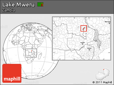 Blank Location Map of Lake Mweru, within the entire country