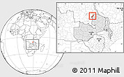 Blank Location Map of Lake Mweru, highlighted country, within the entire country
