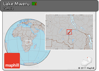 Gray Location Map of Lake Mweru