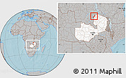 Gray Location Map of Lake Mweru, highlighted country, within the entire country, hill shading