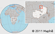Gray Location Map of Lake Mweru, highlighted country, within the entire country