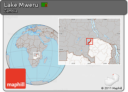 Gray Location Map of Lake Mweru, highlighted country
