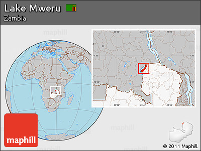 Gray Location Map of Lake Mweru, highlighted country