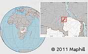 Gray Location Map of Lake Mweru, highlighted country, hill shading