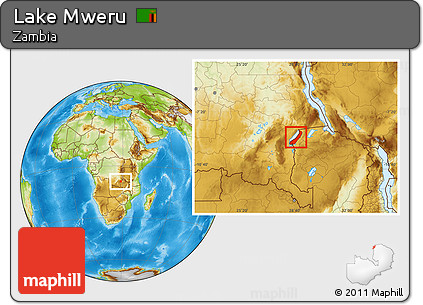 Physical Location Map of Lake Mweru