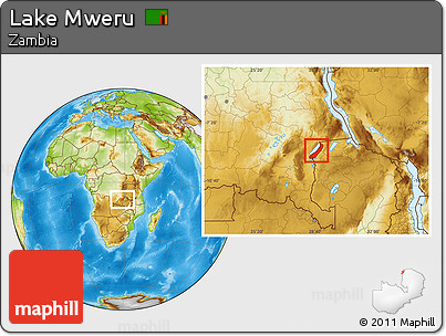 Physical Location Map of Lake Mweru