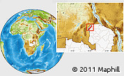 Physical Location Map of Lake Mweru, highlighted country