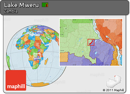 Political Location Map of Lake Mweru