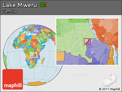 Political Location Map of Lake Mweru