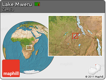Satellite Location Map of Lake Mweru