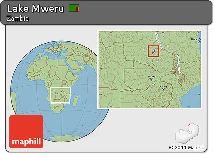 Savanna Style Location Map of Lake Mweru, within the entire country