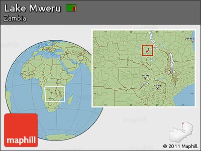 Savanna Style Location Map of Lake Mweru, within the entire country