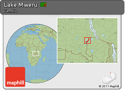 Savanna Style Location Map of Lake Mweru