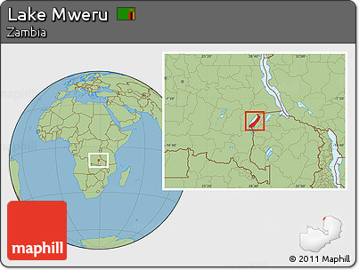 Savanna Style Location Map of Lake Mweru