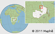 Savanna Style Location Map of Lake Mweru, highlighted country, within the entire country
