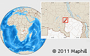 Shaded Relief Location Map of Lake Mweru, highlighted country