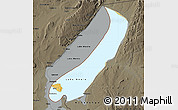 Physical Map of Lake Mweru, darken, semi-desaturated