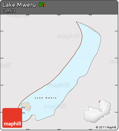 Shaded Relief Map of Lake Mweru, cropped outside